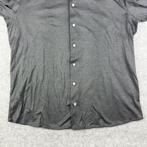 Eton Shirt Mens 17 Black Contemporary Fit Button Performance Stretch Long Sleeve - Picture 4 of 14